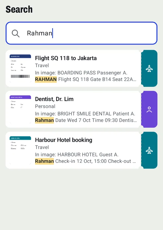 Hasil pencarian untuk kata Rahman, cocok dengan teks di tiga tangkapan layar